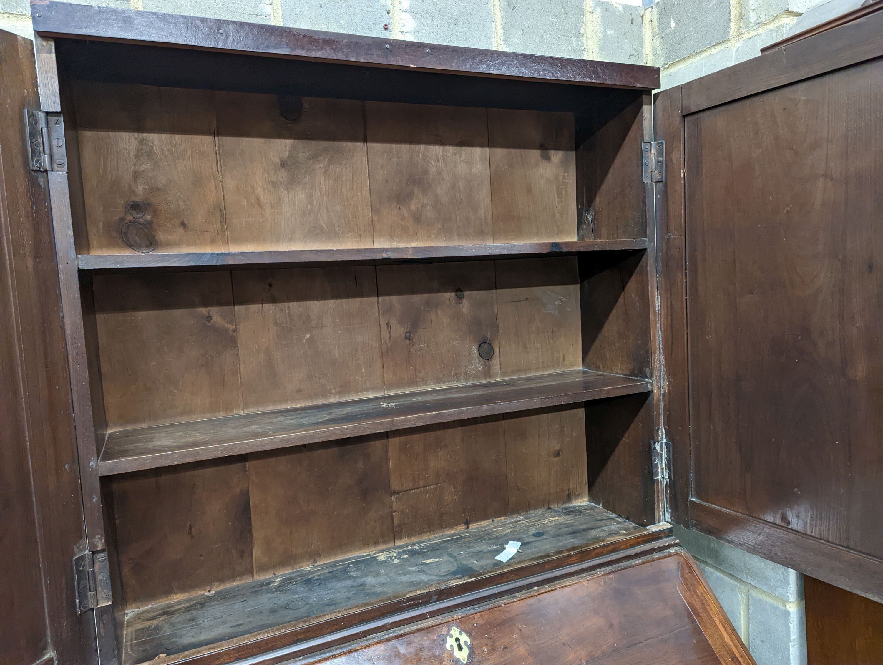 A George III mahogany bureau cabinet, width 102cm, depth 55cm, height 198cm